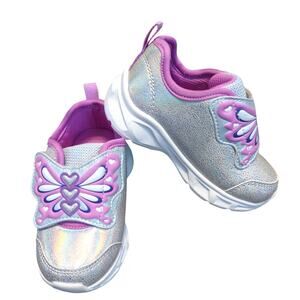 CARTER'S Silver Pink Butterfly Toddler Shoes Size 6 NEW